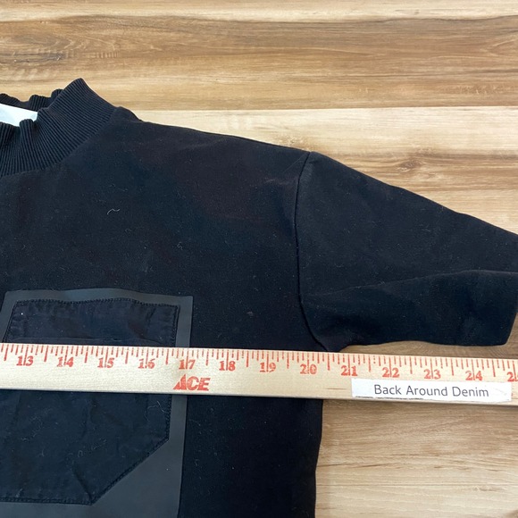 Zara Mens Black Mock Neck T-Shirt Mens Small Contrast Technical Pocket - Picture 6 of 7